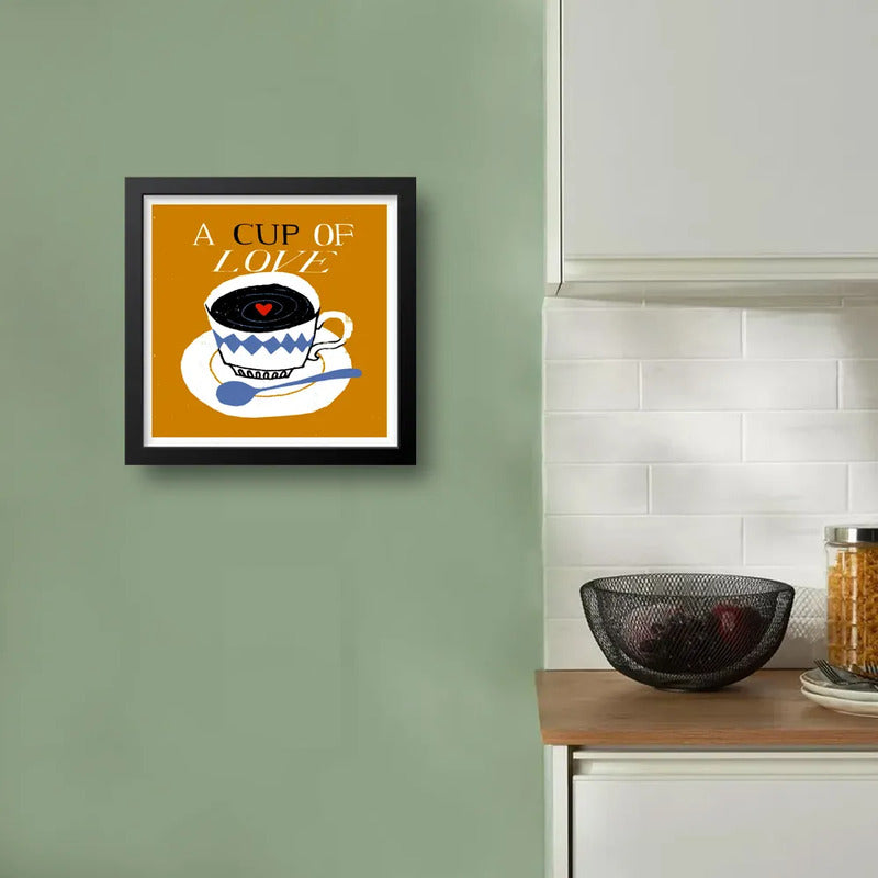 Cuadro Decoracion Living Comedor Cocina Frase Cafe Pop Art A Cup Of Love Negro