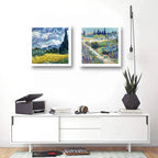 Set 2 Cuadros Living Dormitorio Van Gogh Obras Brs2 33x33cm Marco Blanco