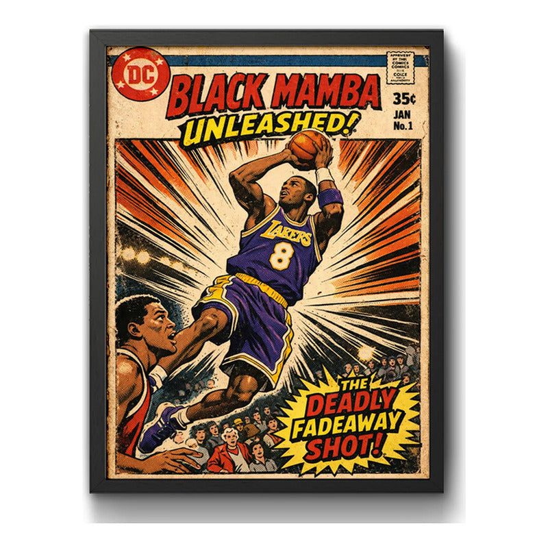 Cuadro Kobe Bryant Black Mamba Comics B1 Baloncesto Deportes Marco Negro