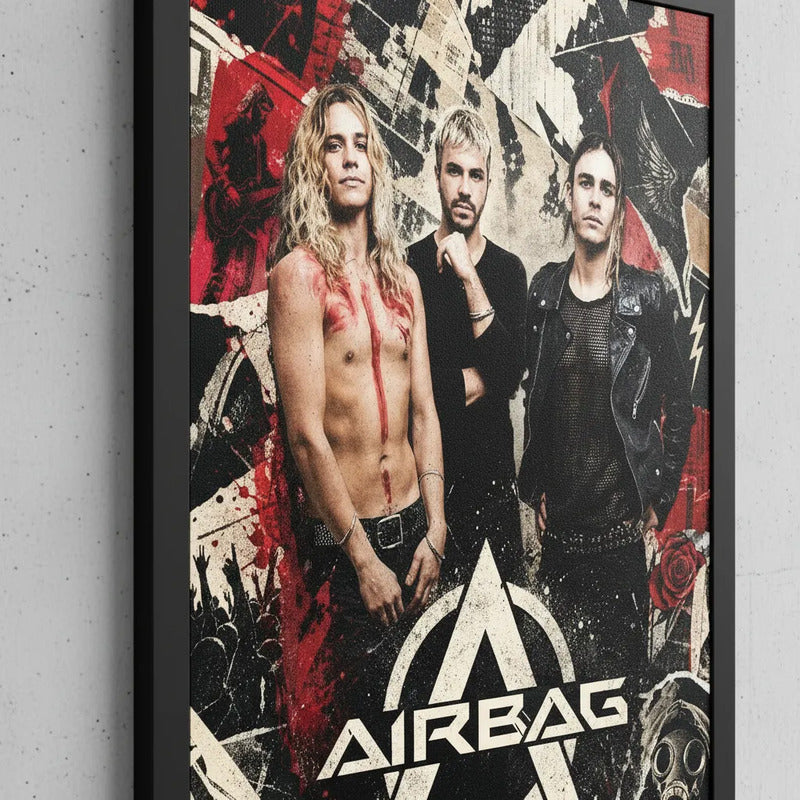 Cuadro Airbag Banda Arte Rock Argentino Musica Decoracion Marco Negro