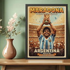 Cuadro Diego Maradona Copa Mexico 86 Retro Fútbol Deporte Marco Negro