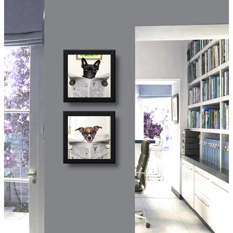 Set 2 Cuadros Perro Baño Mascota Diario Decoracion Pet Brs03
