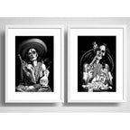 Set 2 Cuadros Catrina Calavera Mexicana Tattoo Con Paspartú
