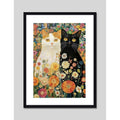 Cuadro Gatos Gustav Klimt Floral Gato Arte Decoracion Marco Negro