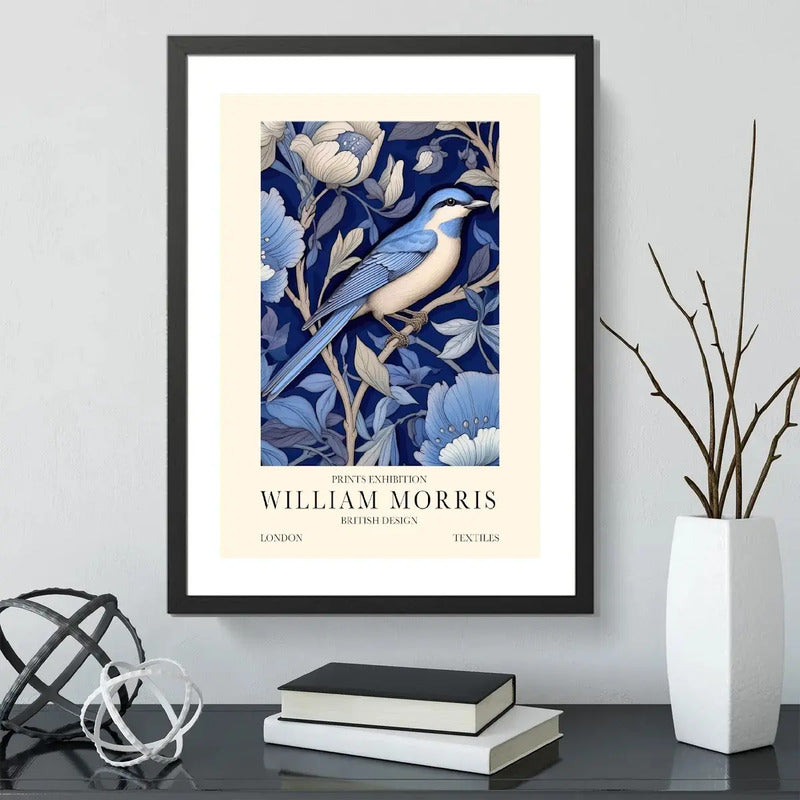 Cuadro William Morris Pajaro Azul Arte Exposición Londres Marco Negro