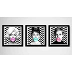 Set 3 Cuadros Marilyn Monroe Audrey Hepburn Twiggy Chicle