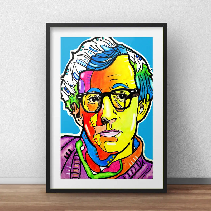 Cuadro Woody Allen Pop Art Director Peliculas Con Paspartú Marco Negro
