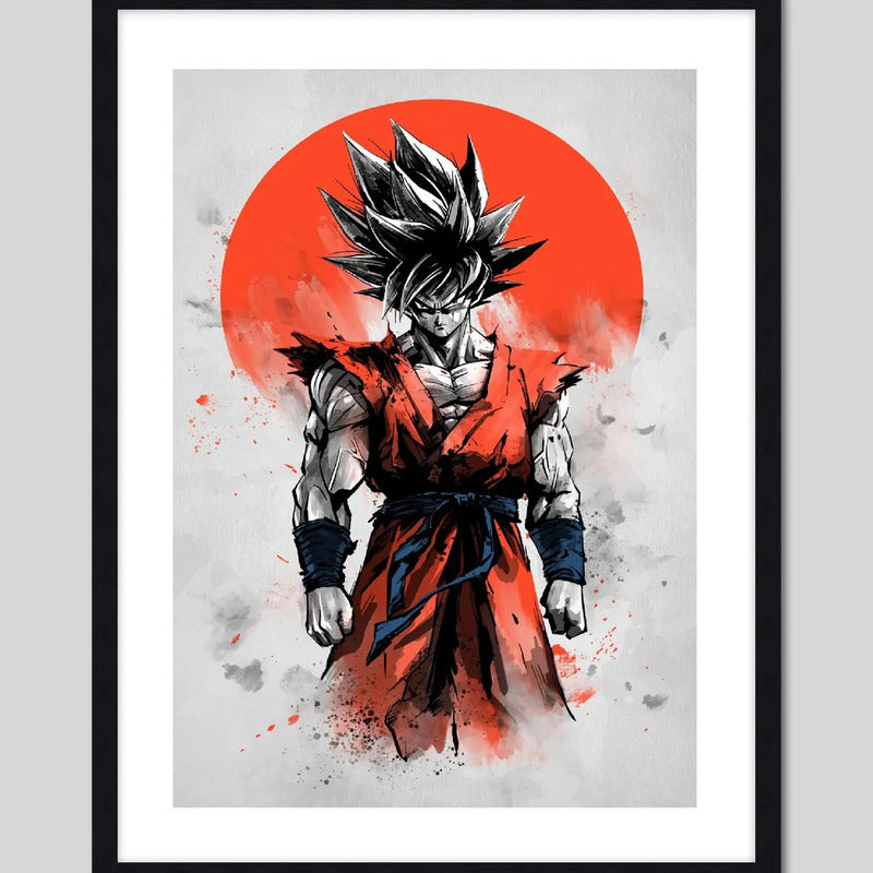 Cuadro Goku Dragon Ball Sol Japón Anime Arte Decoracion Marco Negro