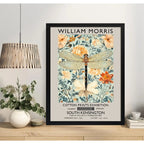 Cuadro Libélula Flores Elegante William Morris Botanico Brs1 Marco Negro