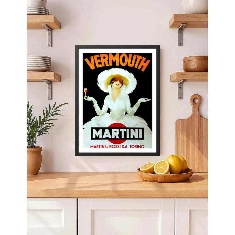 Cuadro Vermut Martini Vermouth Licor Retro Cocina Decoracion Marco Negro