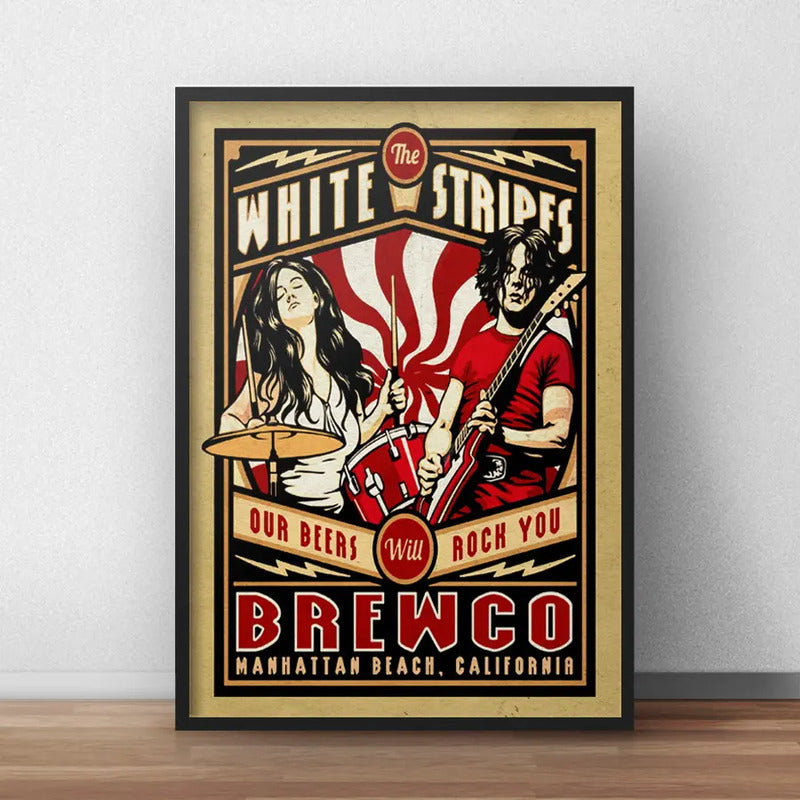 Cuadro White Stripes Indie Rock Arte Jack White Decoracion Marco Negro