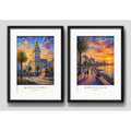 Set 2 Cuadros Montevideo Uruguay Paisajes Arte Con Paspartu 53x33cm Cada Cuadro Negro