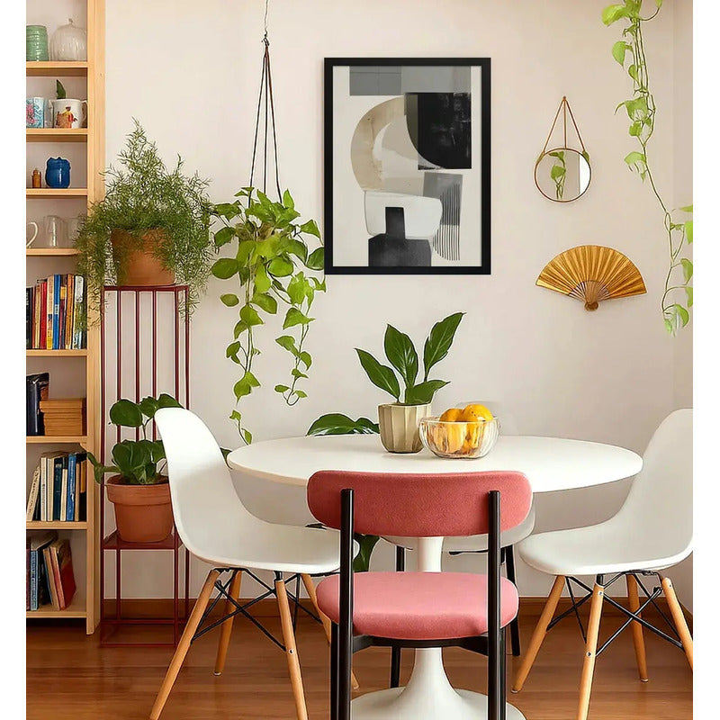 Cuadro Dormitorio Living Boho Arte Abstracto Equilibrio Marco Negro