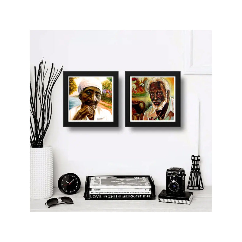 Set 2 Cuadros Pareja Pretos Velhos Arte Umbanda Decoracion