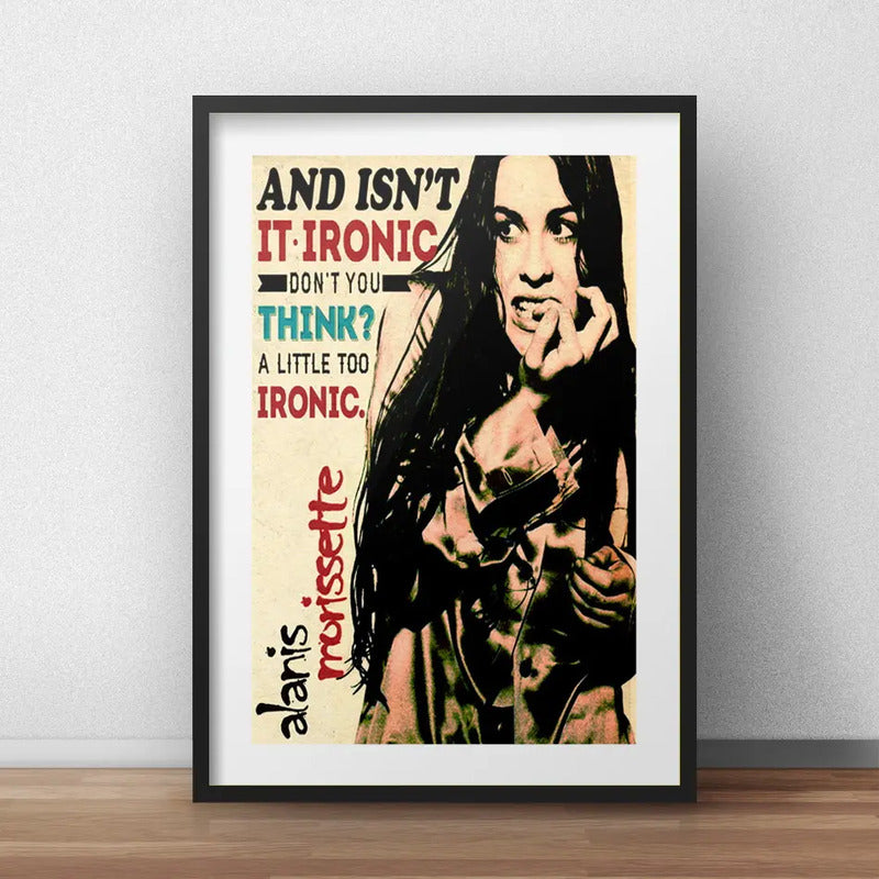 Cuadro Alanis Morissette Letra Musica Decoracion C/ Paspartú Marco Negro