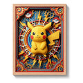 Cuadro Pikachu Efecto 3d Pokemon Anime Kids Japon Marco Madera Oak Madera Clara
