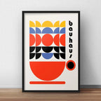 Cuadro Bauhaus Arte Objectos Formas Geometricas Colores Café 4 Marco Negro