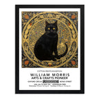 Cuadro Gato Negro Hojas William Morris Arte Decoracion Marco Negro