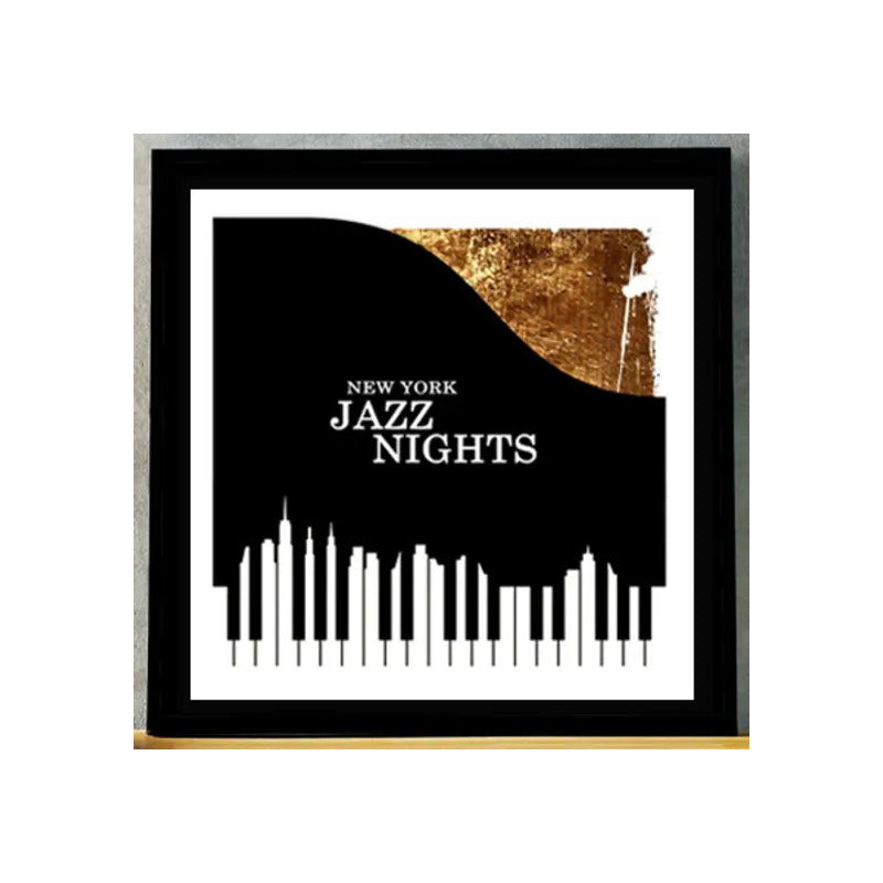 Cuadro Jazz Nights New York Gold Piano Musica Decoracion