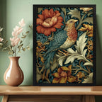 Cuadro Pajaro Botanico Flores William Morris Aves Flor Arte Pájaro Entre Flores W Morris Marco Negro