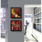 Set 2 Cuadros Pimientas Condimentos Cocina Decora - 33x33cm Marco Negro