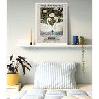 Cuadro Cisnes Amor William Morris Arte Flores Botanico Br2 Marco Blanco