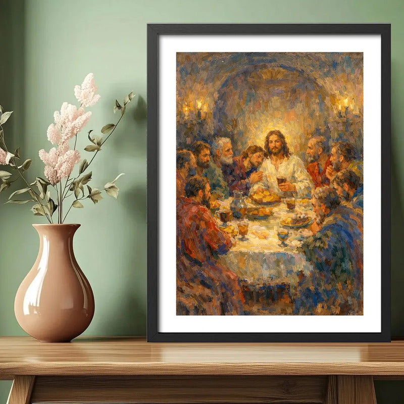 Cuadro Jesús Cristo Vía Crucis Estación Calvario Biblia Arte La Última Cena Negro