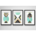 Set 3 Cuadros Geometrico Abstracto Moderno Con Paspartu B2