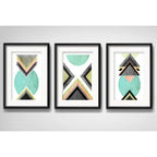 Set 3 Cuadros Geometrico Abstracto Moderno Con Paspartu B2