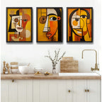Set 3 Cuadros Picasso La Expresión Del Ser Cubismo Abstracto Marco Negro