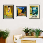 Set 3 Cuadros Para Living Cocina Estudio Famous Artists Gustav Klimt Van Gogh Picasso Con Marco Negro
