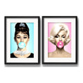 Set 2 Cuadros Marilyn Monroe Audrey Chicle Pop Art Paspartu