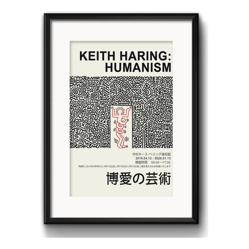 Cuadro Keith Haring Humanism Arte Obra 53x43cm Con Paspartú Marco Negro