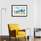 Cuadro Paisajes De Playa Mar Palmeras 53x43cm Con Paspartú Marco Negro