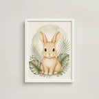 Cuadro Conejo Decoracion Dormitorio Infantil Tonos Suaves Marco Blanco