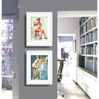 Set 2 Cuadros Pin Ups Baño Retro Decoracion Con Paspartú