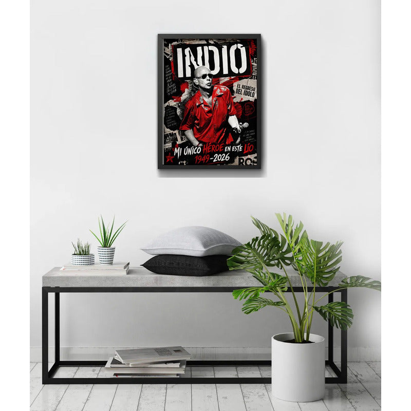 Cuadro Indio Solari Eterno Los Redondos Homenaje Rock Brs5 Marco Negro