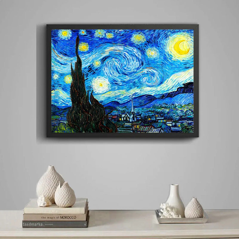 Cuadro Vincent Van Gogh Noche Estrellada 1889 Obra Maestra Marco Negro
