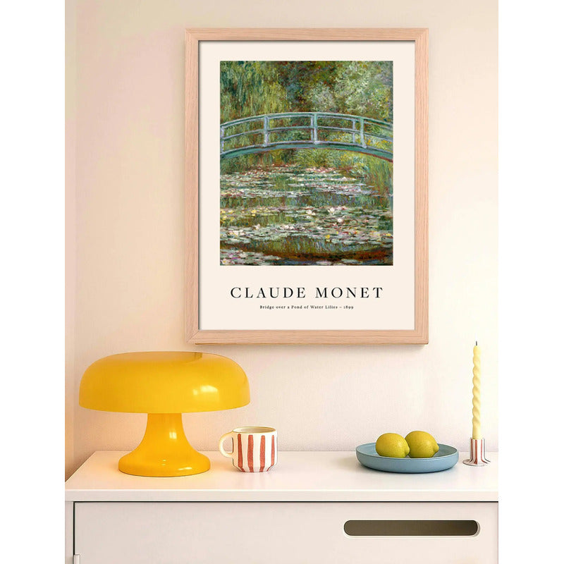Cuadro Dormitorio Living Monet Los Nenúfares Marco Oak Marco Marrón Claro