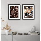 Set 2 Cuadros Café Tipos Grano Recetas Bebidas Coffee Cocina Marco Negro