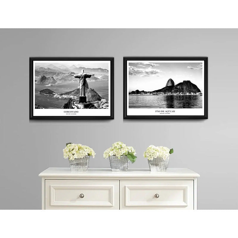 Set 2 Cuadros Rio De Janeiro Ciudad Cristo Redentor Brasil