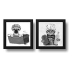 Set 2 Cuadros Perro Gato Baño Mascota Bañera Pet Veterinaria