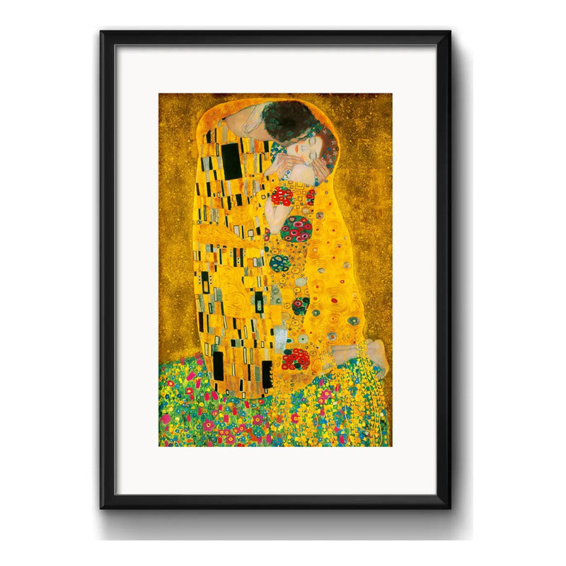Cuadro Gustav Klimt El Beso Kiss Arte 53x43cm Con Paspartú Marco Negro