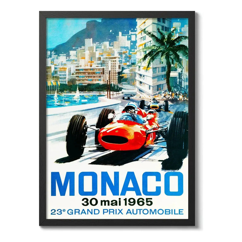 Cuadro Monaco Pista De Carrera Autodromo Formula 1 Retro Monaco 1965 Negro