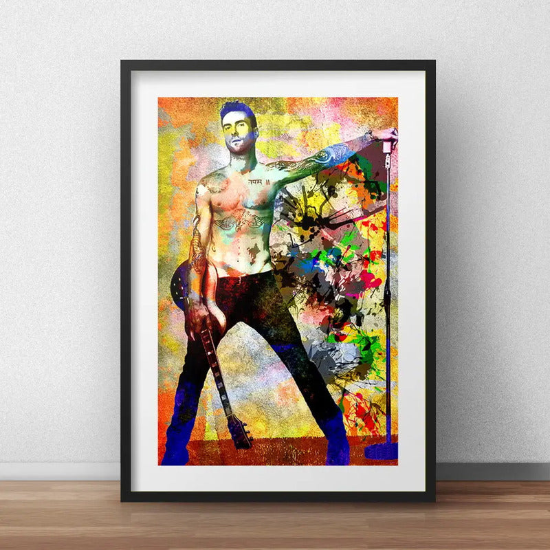 Cuadro Adam Levine Pop Art Maroon 5 Decoracion Con Paspartú Marco Negro