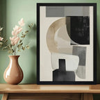 Cuadro Dormitorio Living Boho Arte Abstracto Equilibrio Marco Negro