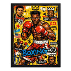 Cuadro Basquiat Iron Mike Tyson Boxeo Arte Urbano Graffiti Marco Negro