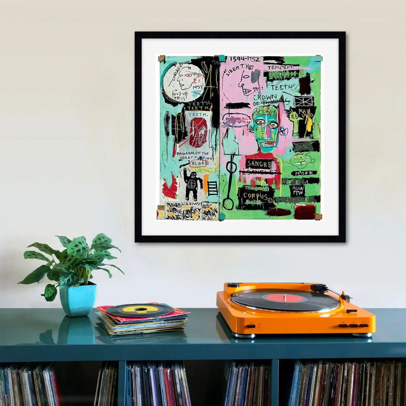 Cuadro Basquiat Arte Urbano Obras Decoracion Moderna 33x33cm Jean Michel Basquiat - In Italian Marco Negro