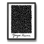 Cuadro Living Yayoi Kusama Puntos Infinitos Blanco Y Negro Marco Negro