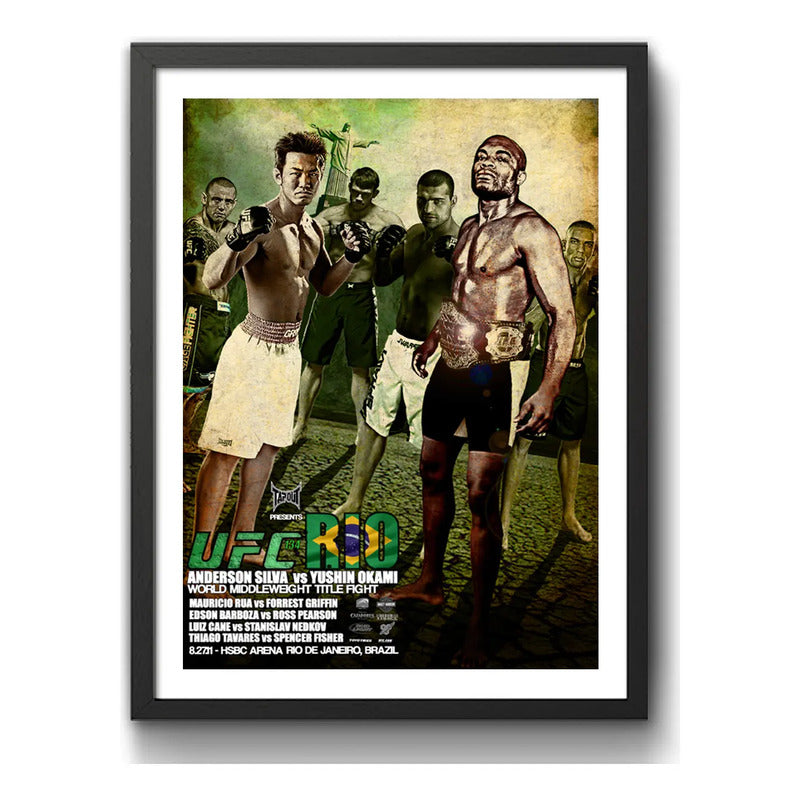 Cuadro Ufc Fight Peleas Famosas Retro Mma Deporte Coleccion Ufc 134 Anderson Silva Vs Yushin Okami Negro